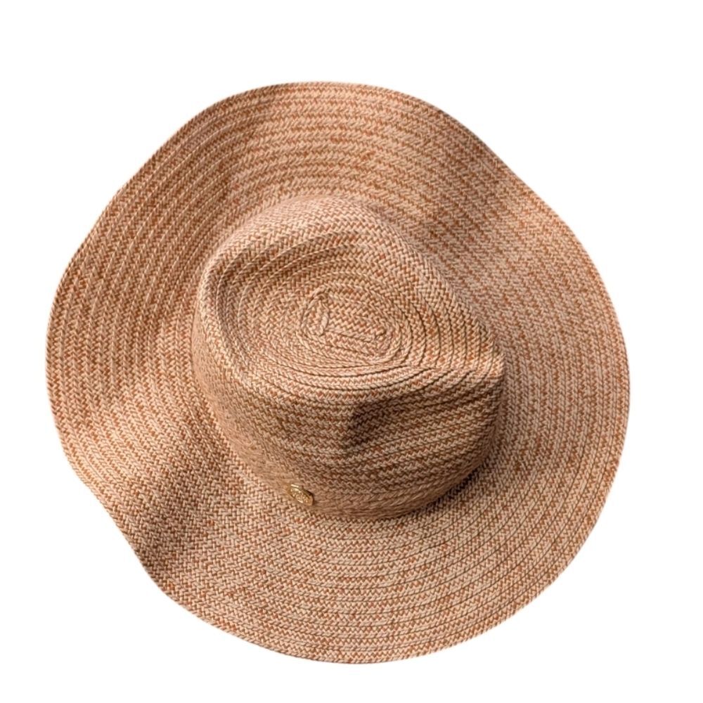 Vince Camuto Straw Fedora or Panama-style sun hat paper raffia OSFM Farmer